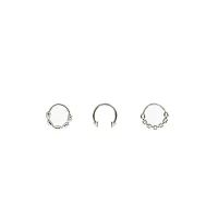 Multi-Pack Silvertone Wire Septum Rings and Horseshoe Ring 3 Pack - 16 Gauge