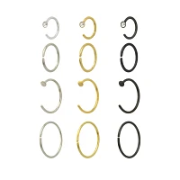 Multi-Pack CZ Goldtone and Black Hoop Nose Rings Half 12 Pack - 20 Gauge
