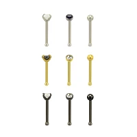 Multi-Pack Round and Prong CZ Bone Nose Rings 9 Pack - 20 Gauge