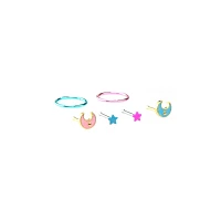 Multi-Pack Pink and Blue Celestial Hoop Nose Ring and Nose Pin 6 Pack - 20 Gauge