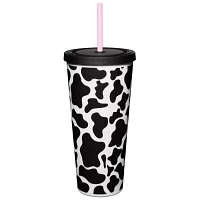 Howdy Fuckers Cow Print Cup with Straw- 20 oz.
