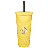 Yellow Daisy Textured Cup with Straw- 20 oz.