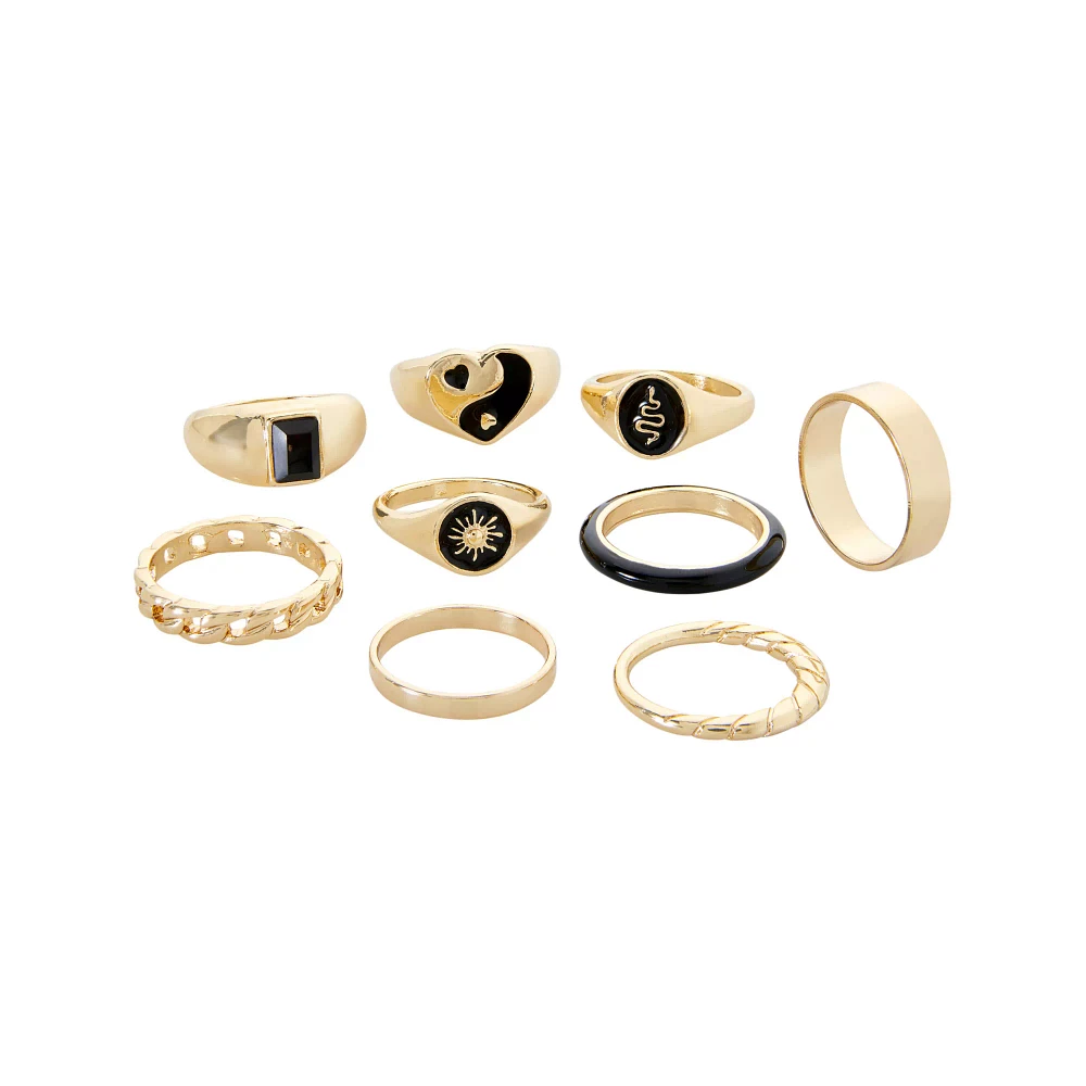 Multi-Pack Sun Heart Snake Rings - 9 Pack