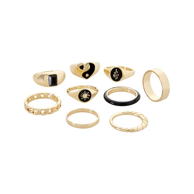 Multi-Pack Sun Heart Snake Rings - 9 Pack