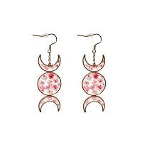Triple Moon Flower Dangle Earrings