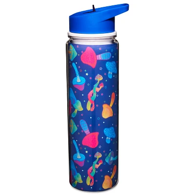 Blue Trippy Mushroom Water Bottle with Straw - 18 oz.