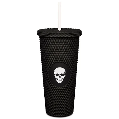 Black Skull Textured Cup with Straw- 20 oz