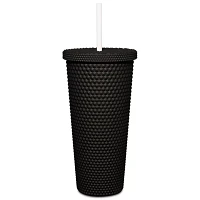 Black Skull Textured Cup with Straw- 20 oz