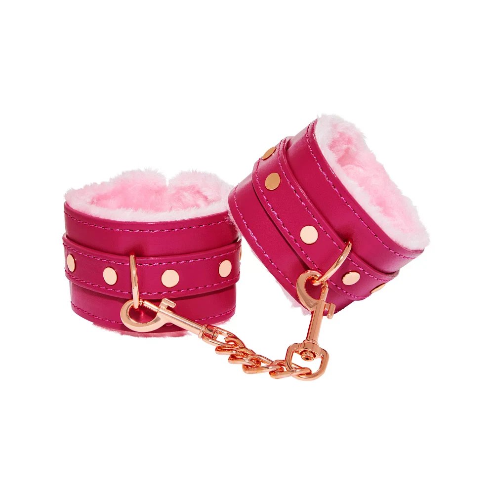 Pink Faux Leather Fur Cuffs - Pleasure Bound