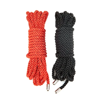 Silky Shackles Black and Red Rope Set - Pleasure Bound