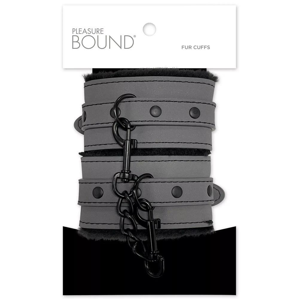 Grey Furry Handcuffs - Pleasure Bound