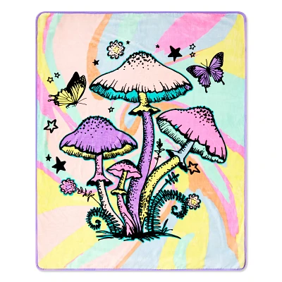 Mushroom Butterfly Reversible Fleece Blanket