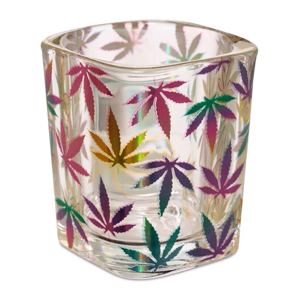 Rainbow Weed Leaves Square Shot Glass - 2 oz.