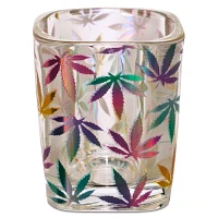 Rainbow Weed Leaves Square Shot Glass - 2 oz.