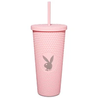 Textured Pink Playboy Cup with Straw - 20 oz.