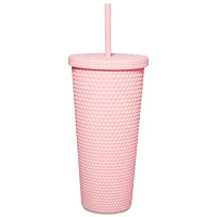 Textured Pink Playboy Cup with Straw - 20 oz.