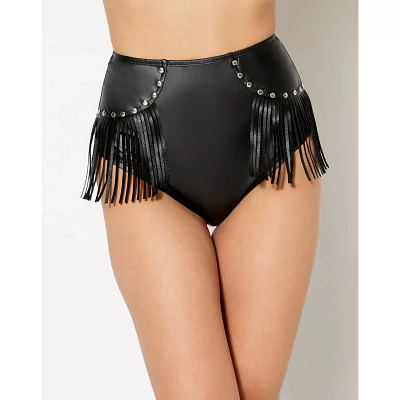 Black Fringe Studded Booty Shorts