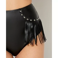Black Fringe Studded Booty Shorts