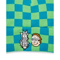 Green and Blue Checkered Beanie Hat - Rick and Morty