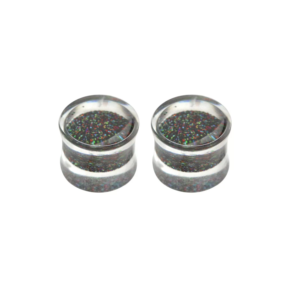 Black Glitter Acrylic Plugs