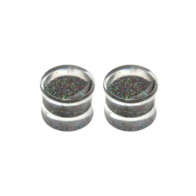 Black Glitter Acrylic Plugs