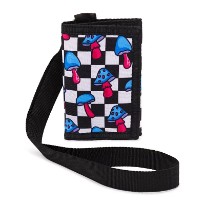 Neon Checkered Mushroom Velcro Bifold Wallet