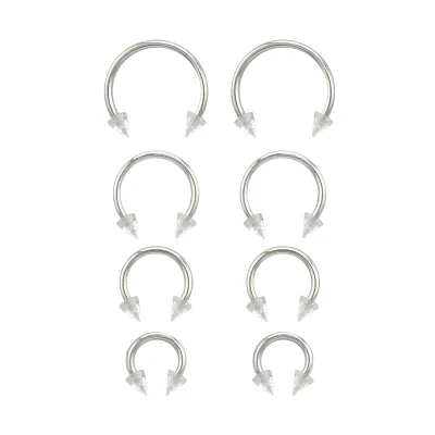 Multi-Pack Silvertone Glitter Horseshoe Rings 4 Pair - 16 Gauge
