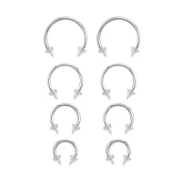 Multi-Pack Silvertone Glitter Horseshoe Rings 4 Pair - 16 Gauge