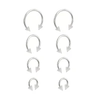 Multi-Pack Silvertone Glitter Horseshoe Rings 4 Pair - 16 Gauge