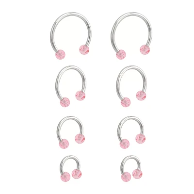 Multi-Pack Pink Glitter Horseshoe Rings 4 Pair - 16 Gauge