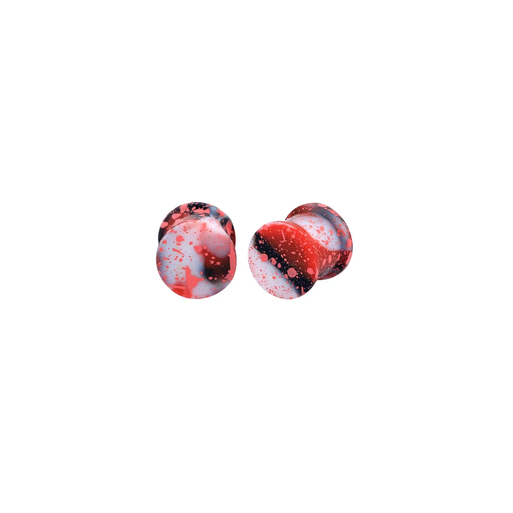 Red White and Black Splatter Plugs