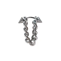 Silvertone Spike Curve Chain Cartilage Earring - 18 Gauge