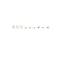 Multi-Pack Silvertone Celestial Pin and Hoop Nose Rings 9 Pack - 20 Gauge