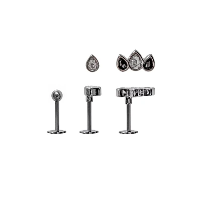 Multi-Pack CZ Black Cartilage Rings 3 Pack - 16 Gauge