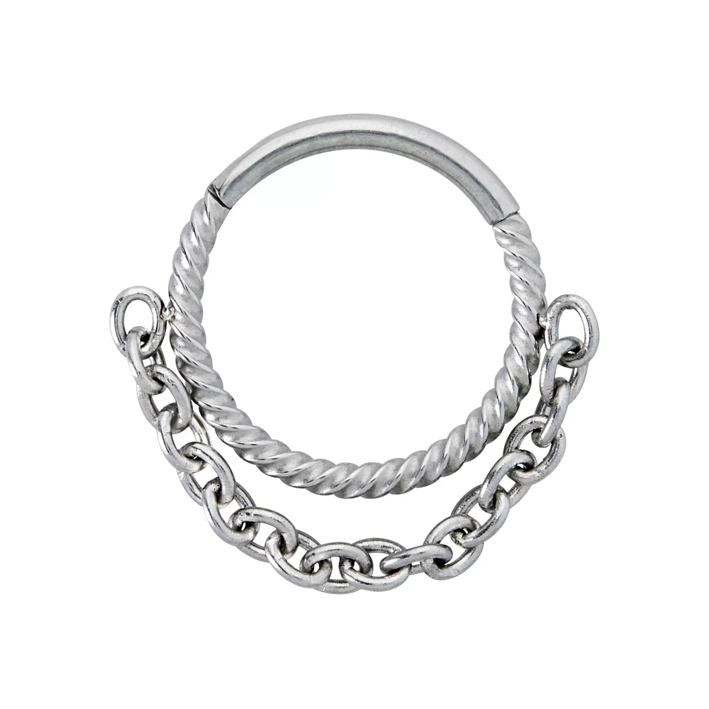 Silvertone Chain Hinge Hoop Ring