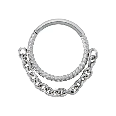 Silvertone Chain Hinge Hoop Ring