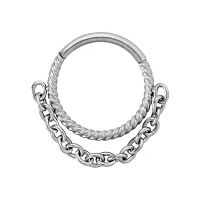 Silvertone Chain Hinge Hoop Ring