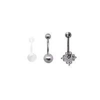 Multi-Pack CZ Moonstone-Effect Belly Rings 3 Pack - 14 Gauge