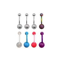 Multi-Pack CZ Assorted Belly Rings 8 Pack - 14 Gauge
