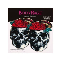 Black Light Rose Skull Nipple Pasties