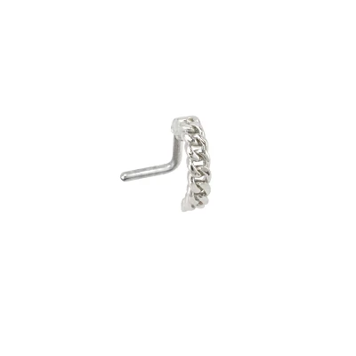 Chain Link Half Hoop L-Bend Nose Ring - 20 Gauge