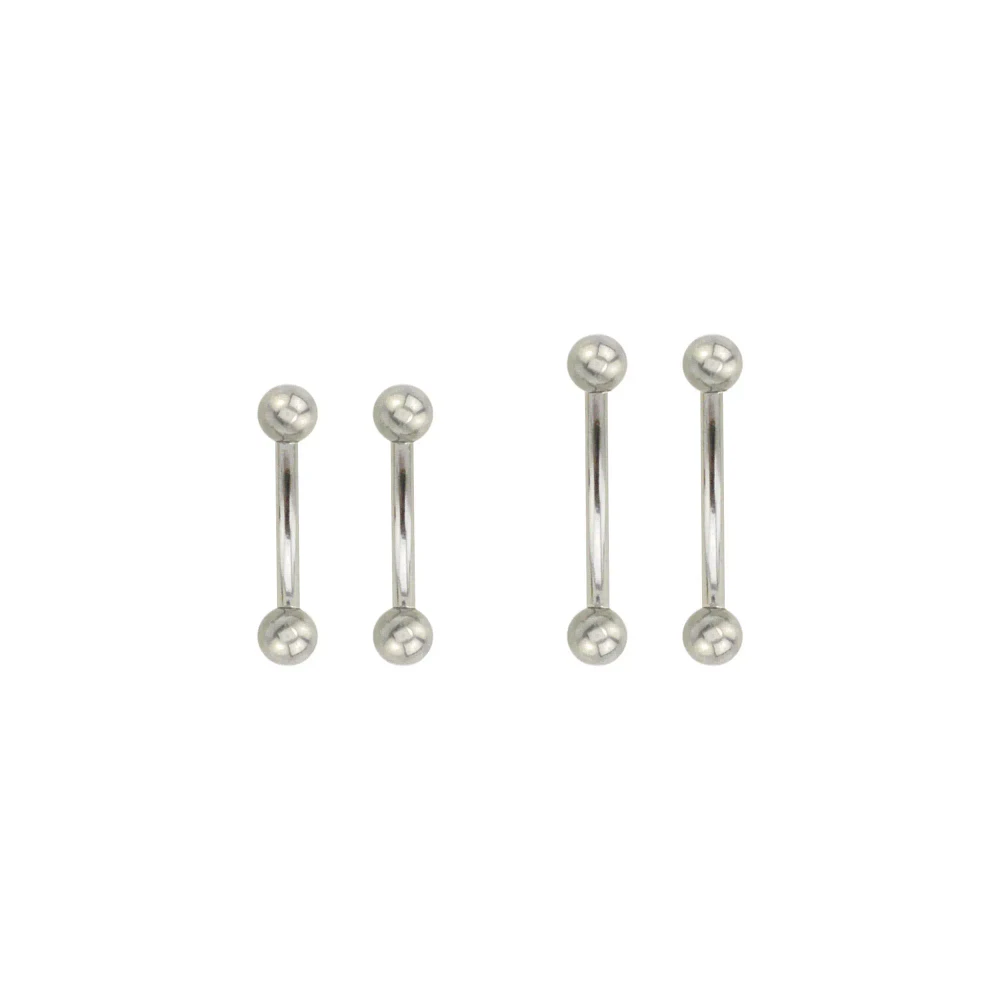 Multi-Pack Silvertone Curved Barbells 4 Pack - 16 Gauge