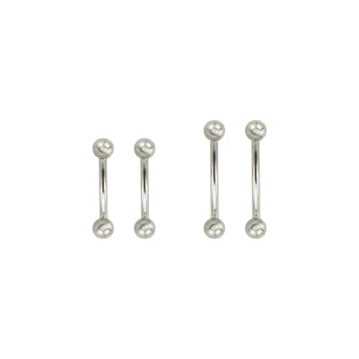 Multi-Pack Silvertone Curved Barbells 4 Pack - 16 Gauge