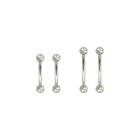 Multi-Pack Silvertone Curved Barbells 4 Pack - 16 Gauge