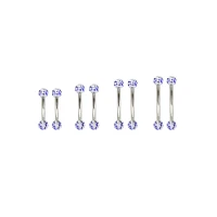 Multi-Pack Blue CZ Acrylic Curved Barbells 8 Pack - 16 Gauge