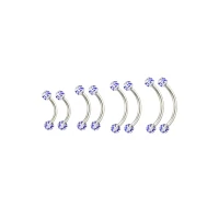 Multi-Pack Blue CZ Acrylic Curved Barbells 8 Pack - 16 Gauge