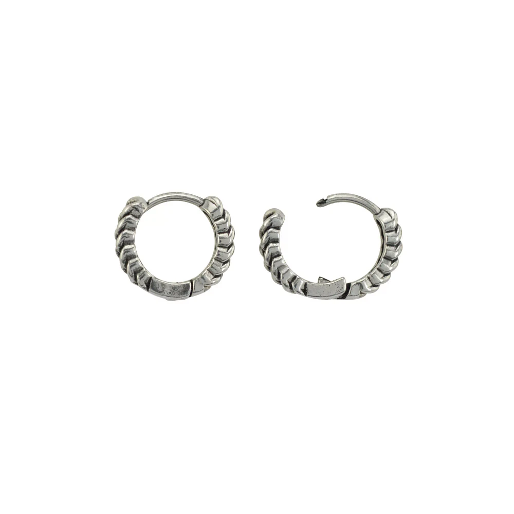Silvertone Rope Twist Huggie Earrings
