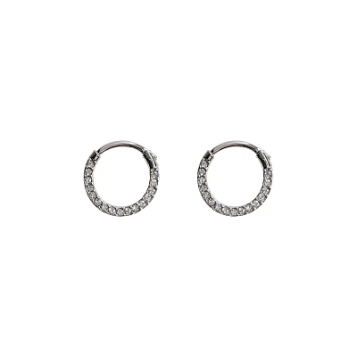CZ Silvertone Hoop Earrings
