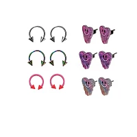 Multi-Pack Smiley Heart Horseshoe Rings and Dangle Earrings 6 Pack - 18 Gauge