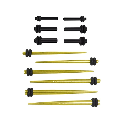 Multi-Pack Black and Gold Tapers and Plugs – 6 Pair